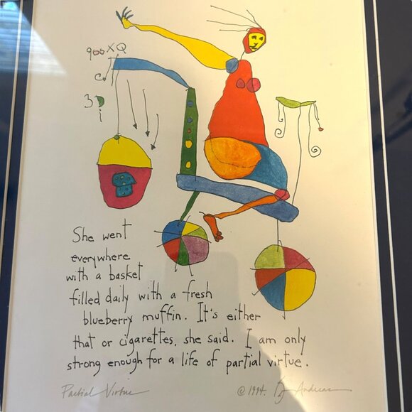 Brian Andreas Story People Matted Framed Art Print Signed 1994 "Partial Virtue" - Picture 4 of 6